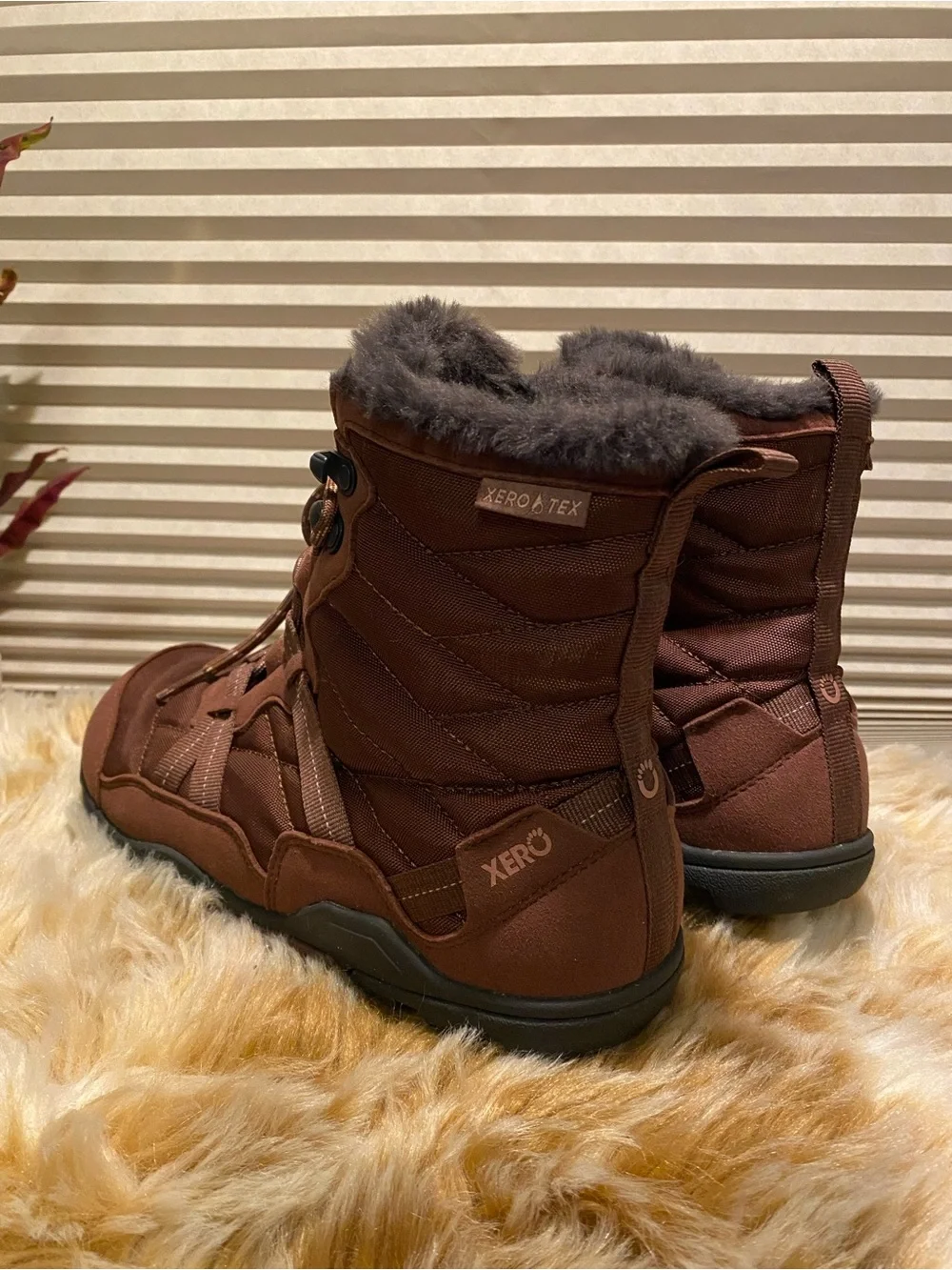 Xero Shoes Alpine Women’s Minimalist Winter Boots - Brown/Faux Fur Trim